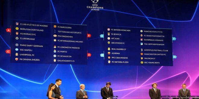 نتيجة قرعة المجموعات لدوري أبطال أوروبا