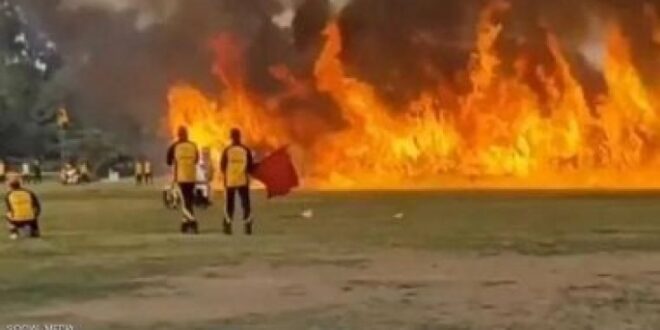 حاول دخول موسوعة جينيس عن طريق النيران .. فأحرقته