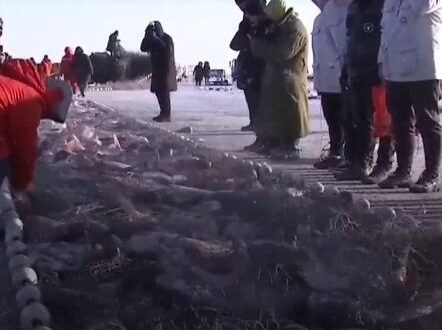 صينيون يصطادون السمك بوسيلة غريبة من تحت الجليد فى تقليد سنوى