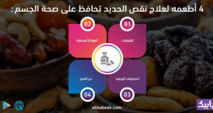 4 أطعمه لعلاج نقص الحديد تحافظ على صحة الجسم