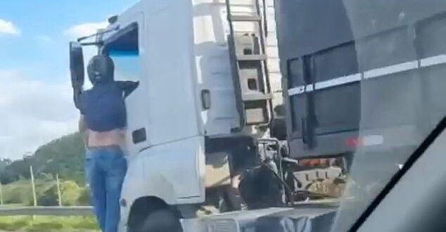 زوج يتشبث بشاحنة 30 كيلو بعد تسببها فى مصرع زوجته بالبرازيل