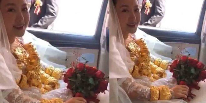 عروس تفاجئ ضيوف زفافها بارتداء 60 كيلوجراما من الذهب