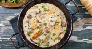 دجاج بالكريمة والفطر كيتو